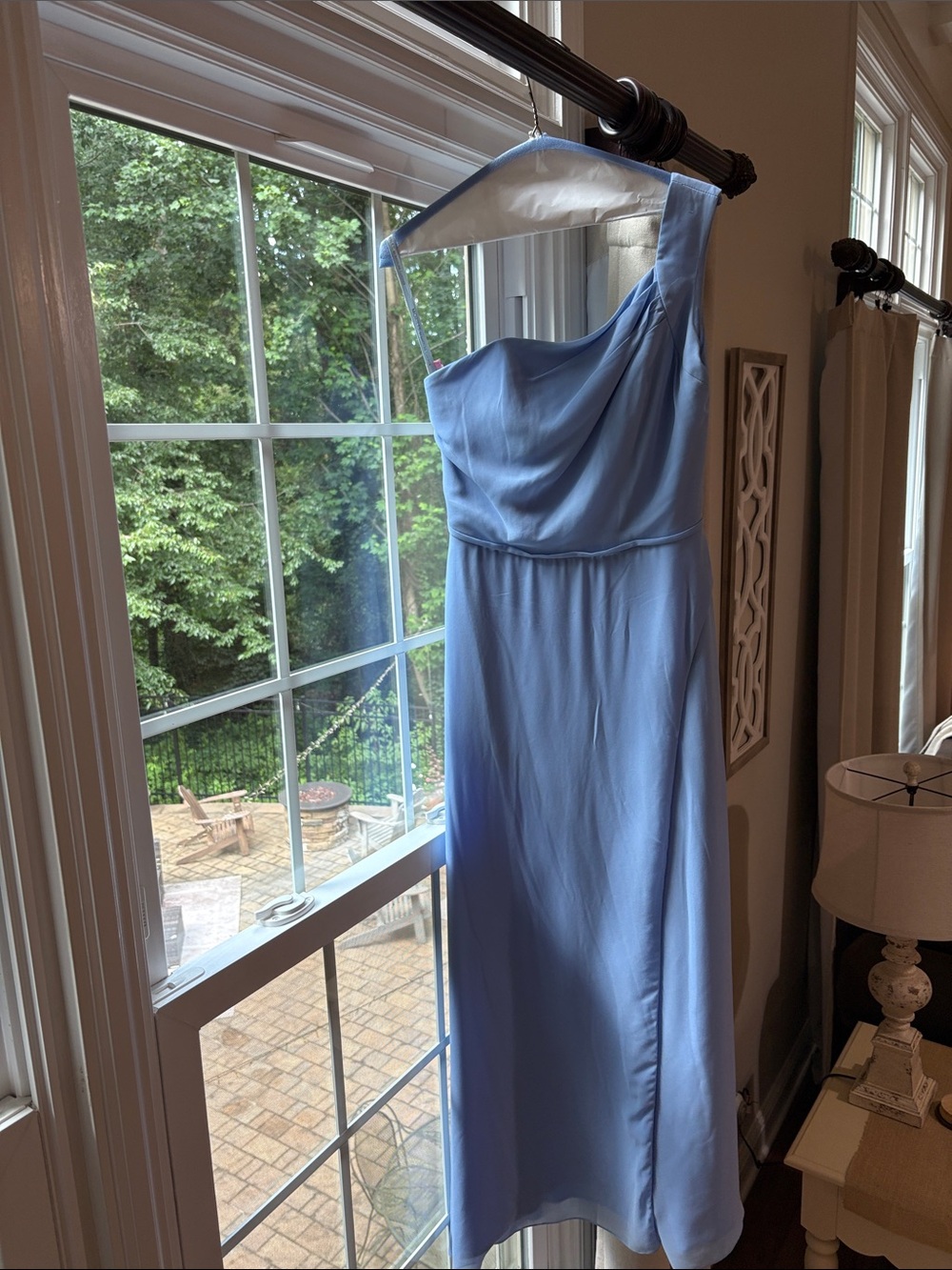 One-Shoulder Light Blue Evening Dress